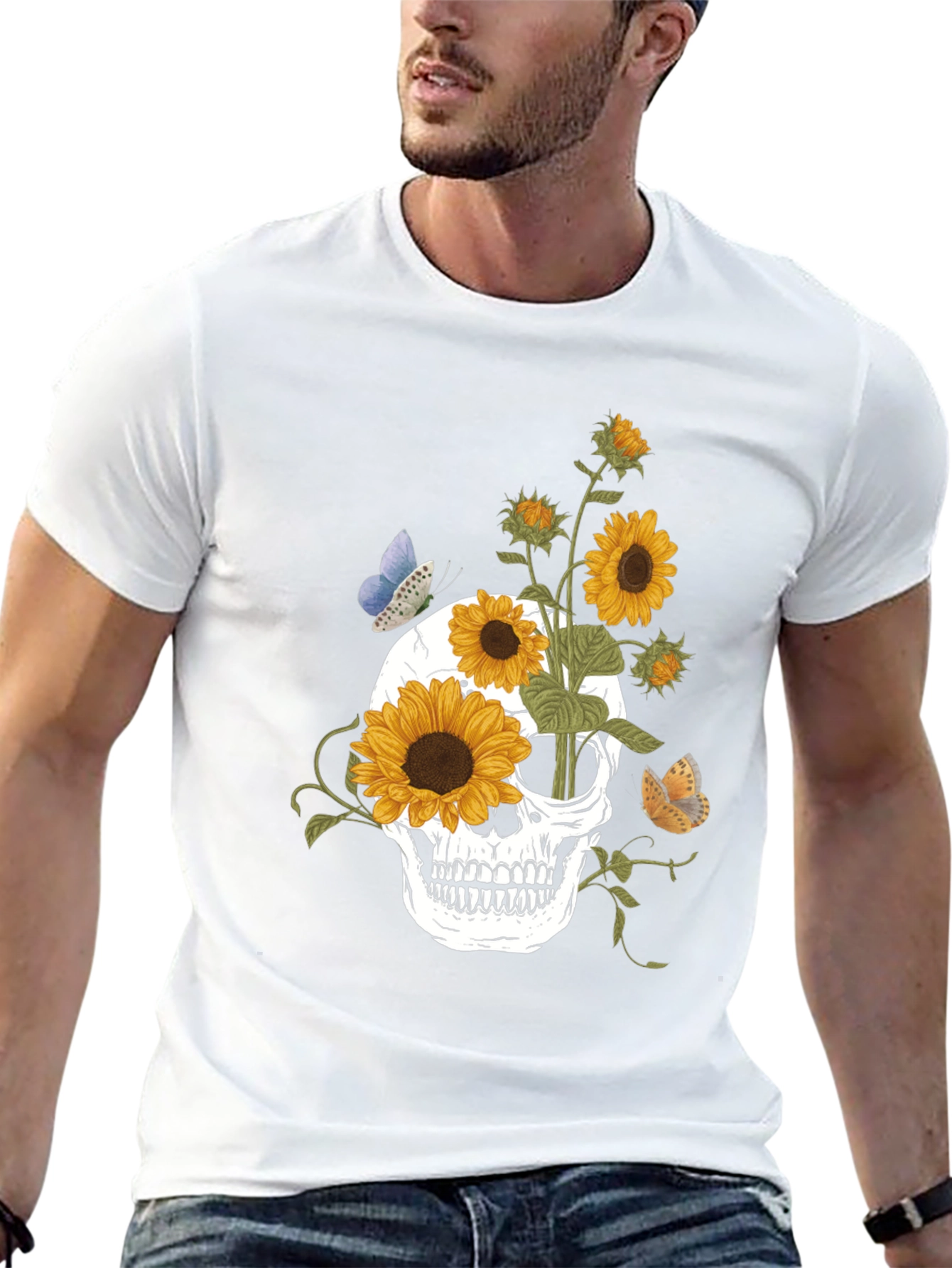 Sunflower Skull Graphic Tee