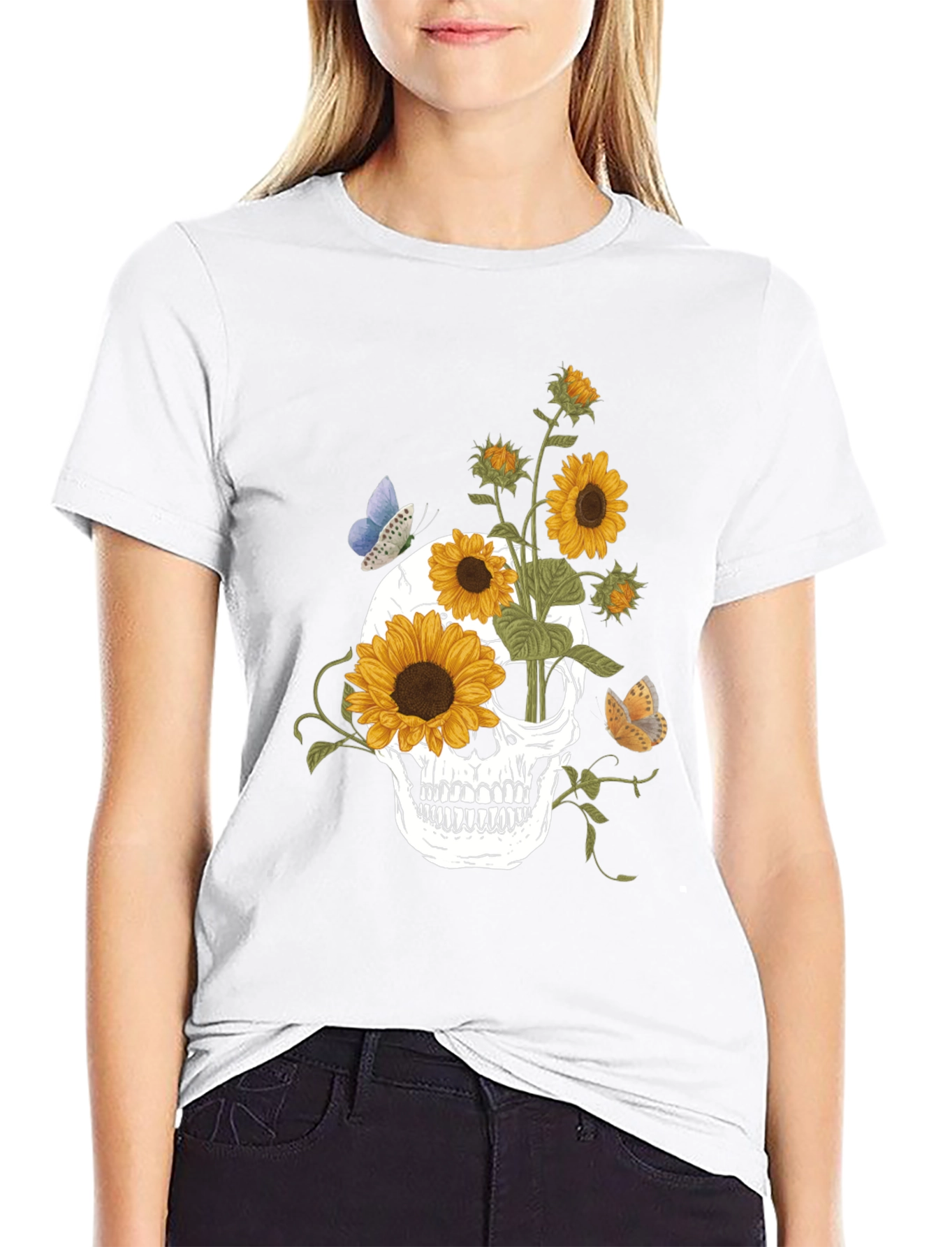 Sunflower Skull Graphic Tee