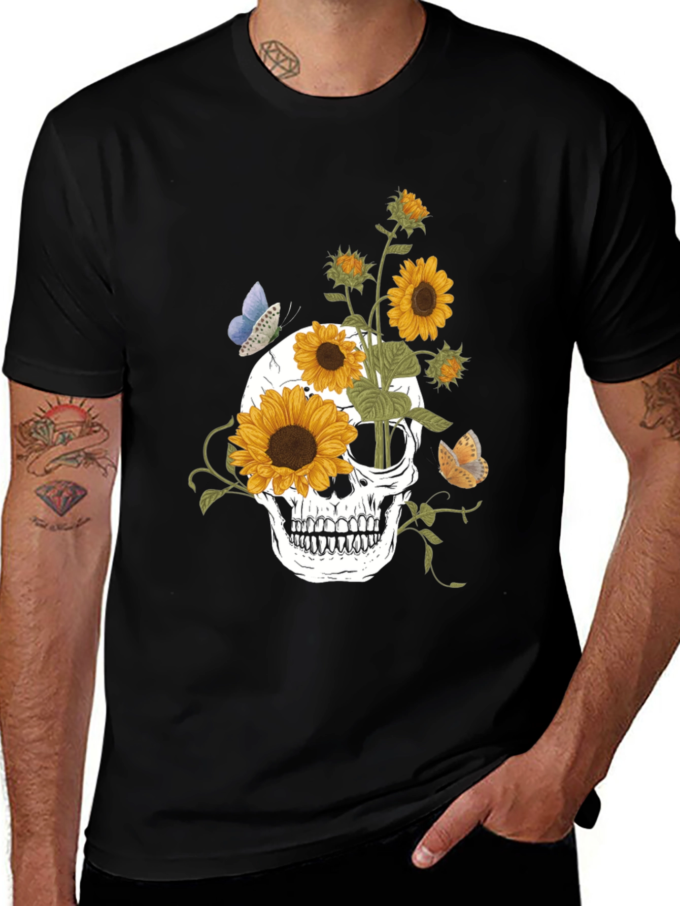 Sunflower Skull Graphic Tee