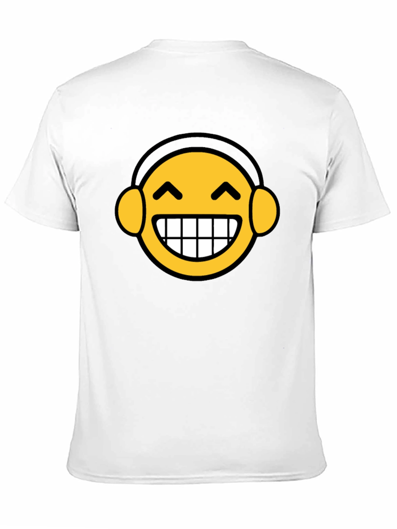 Funny Emoji Headphone Graphic Tee - Black