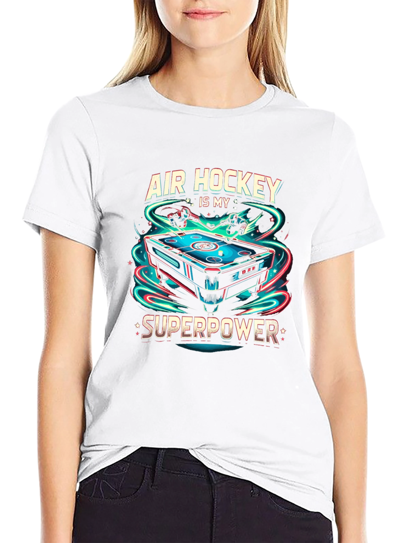 Air Hockey Superpower Black T-Shirt