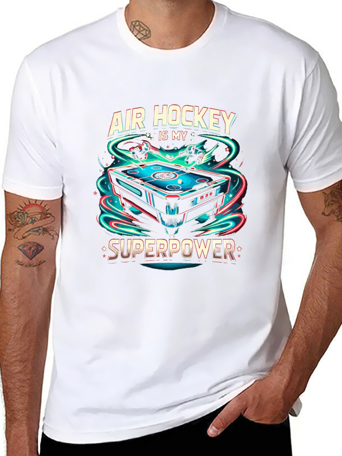 Air Hockey Superpower Black T-Shirt