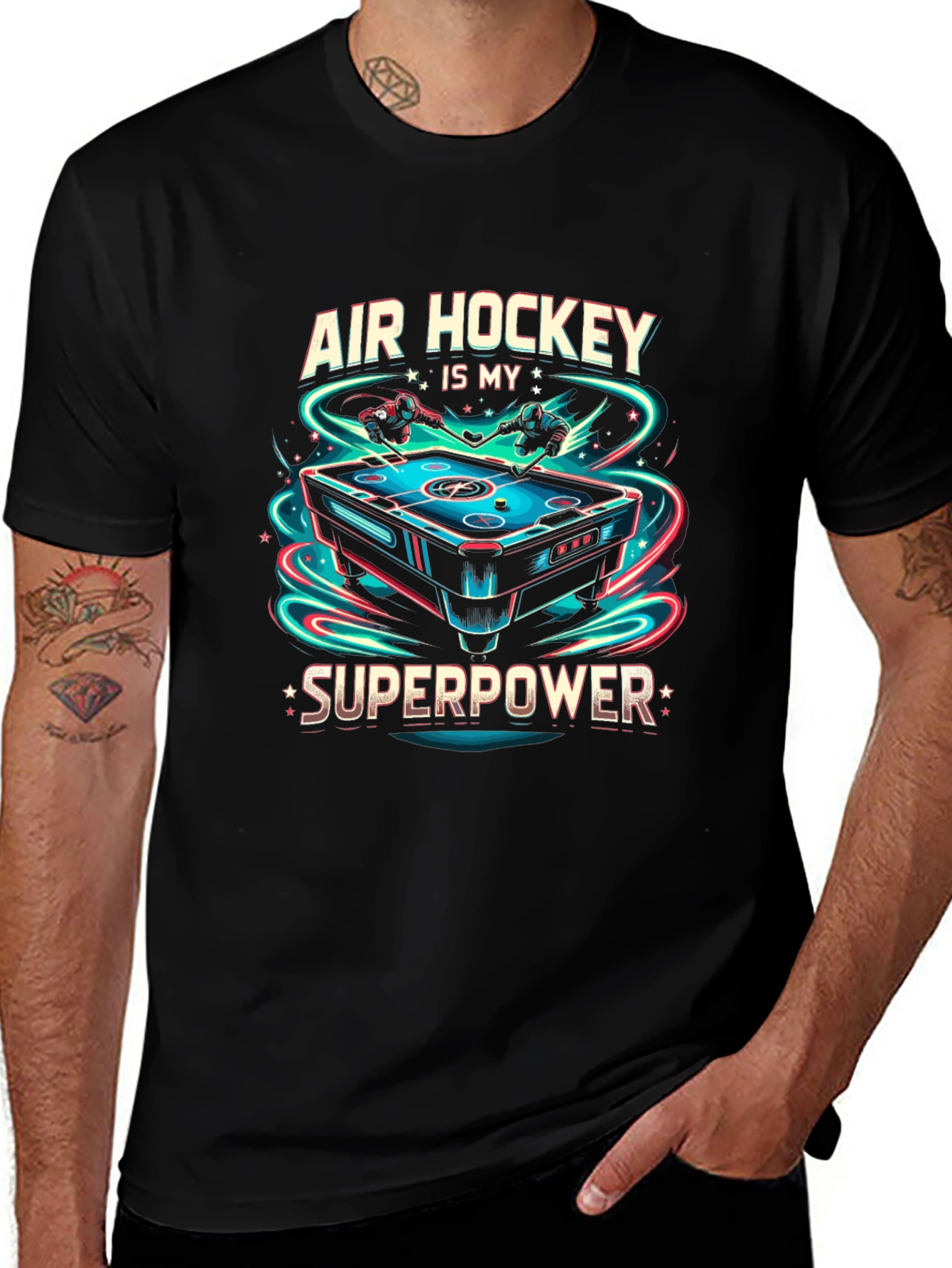 Air Hockey Superpower Black T-Shirt
