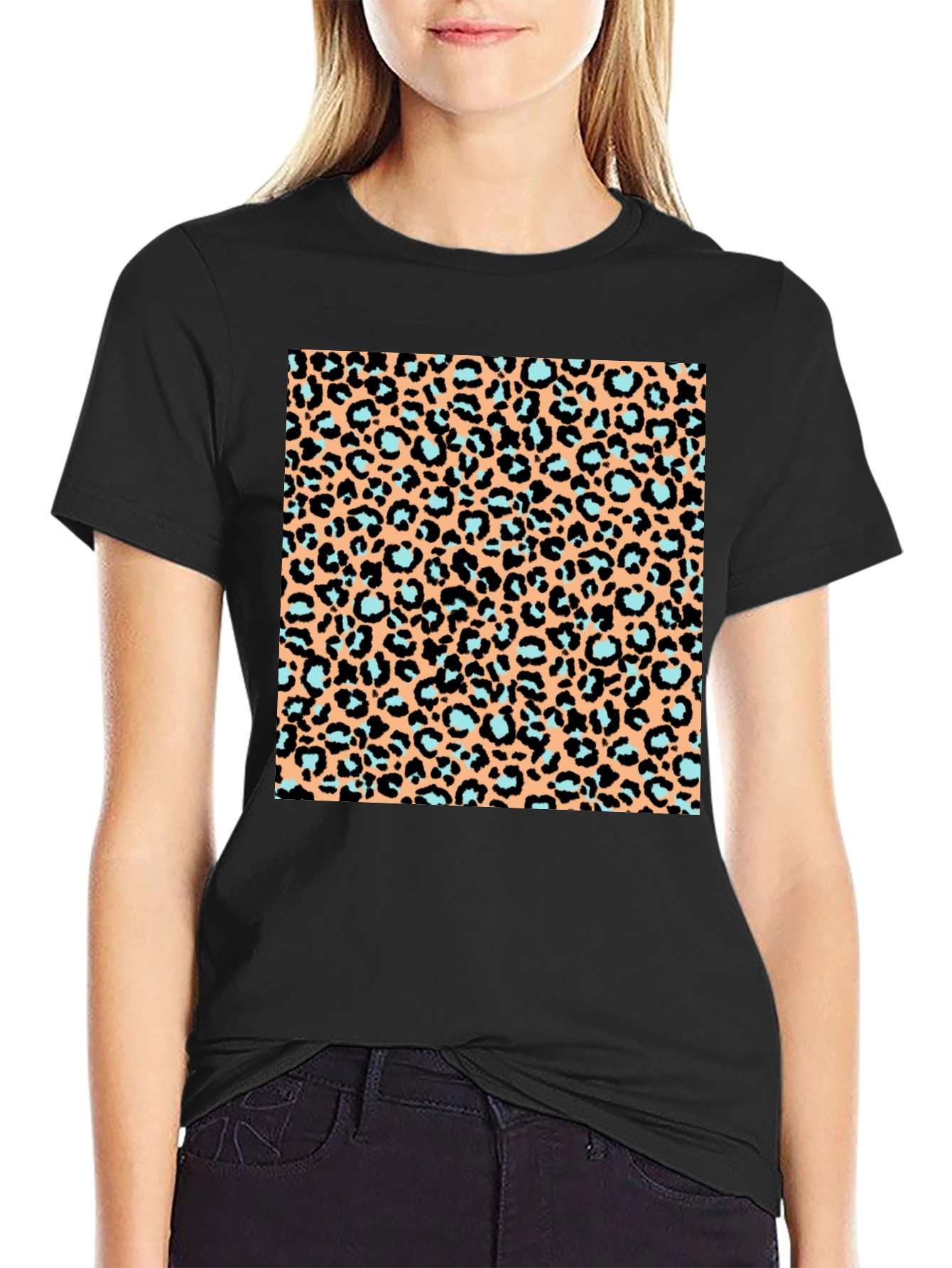 Leopard Print T-Shirt - Black