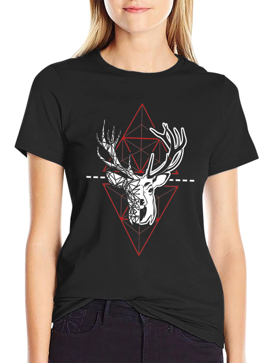 Geometric Deer Graphic Tee - Modern Style