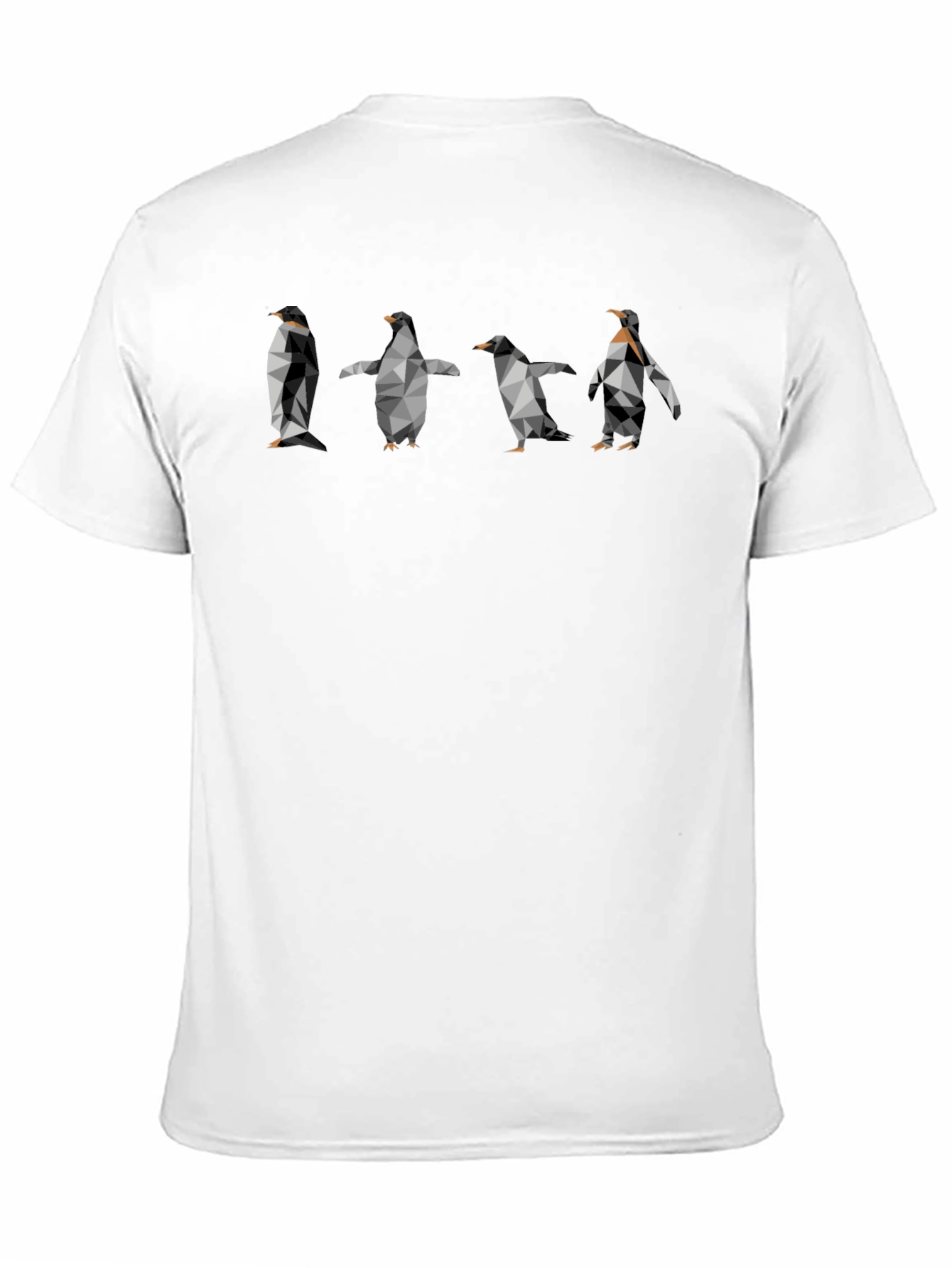 Geometric Penguin Print Black T-Shirt