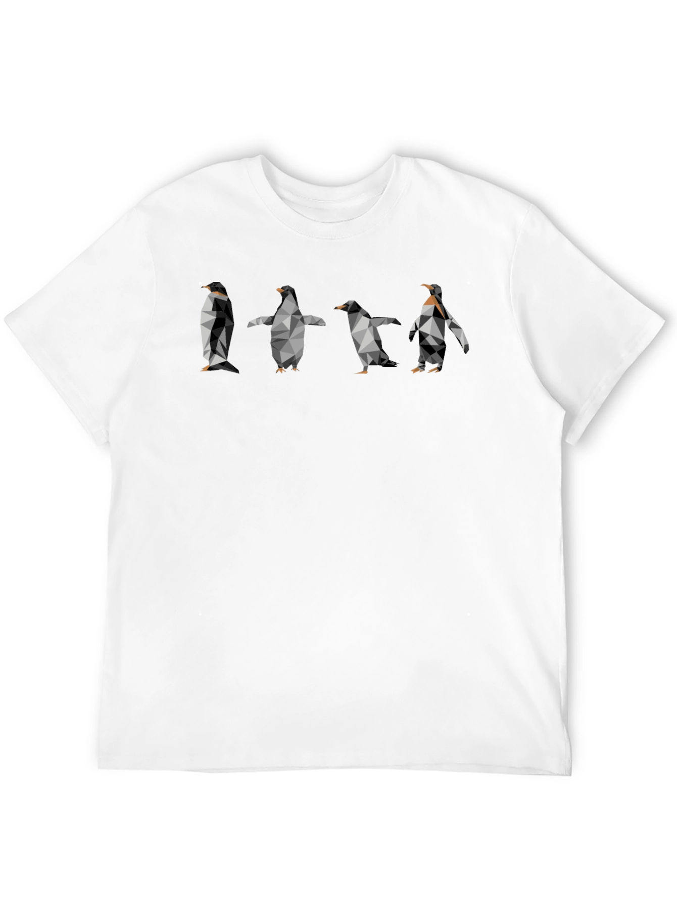 Geometric Penguin Print Black T-Shirt