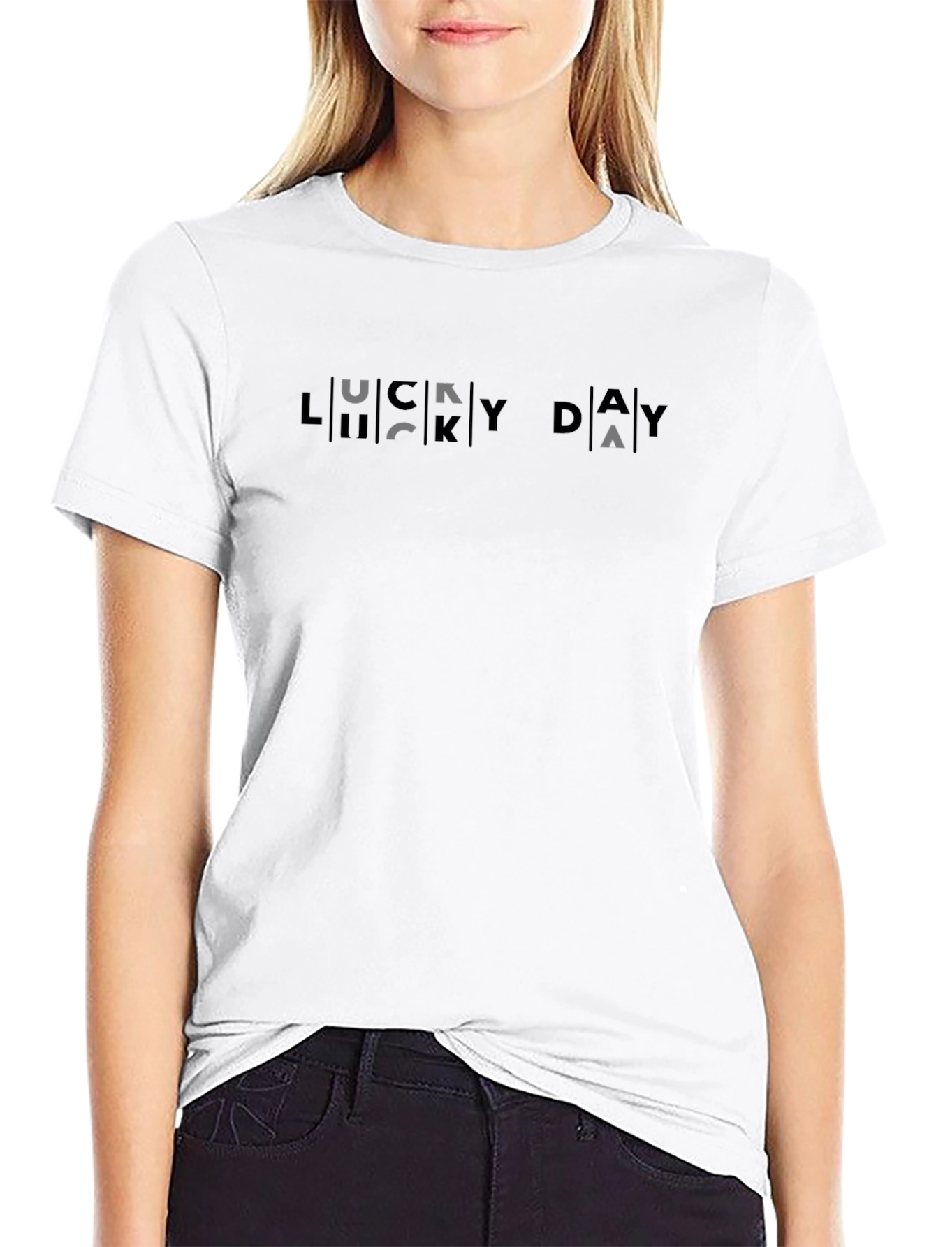 Lucky Day Mens Black Graphic T-Shirt