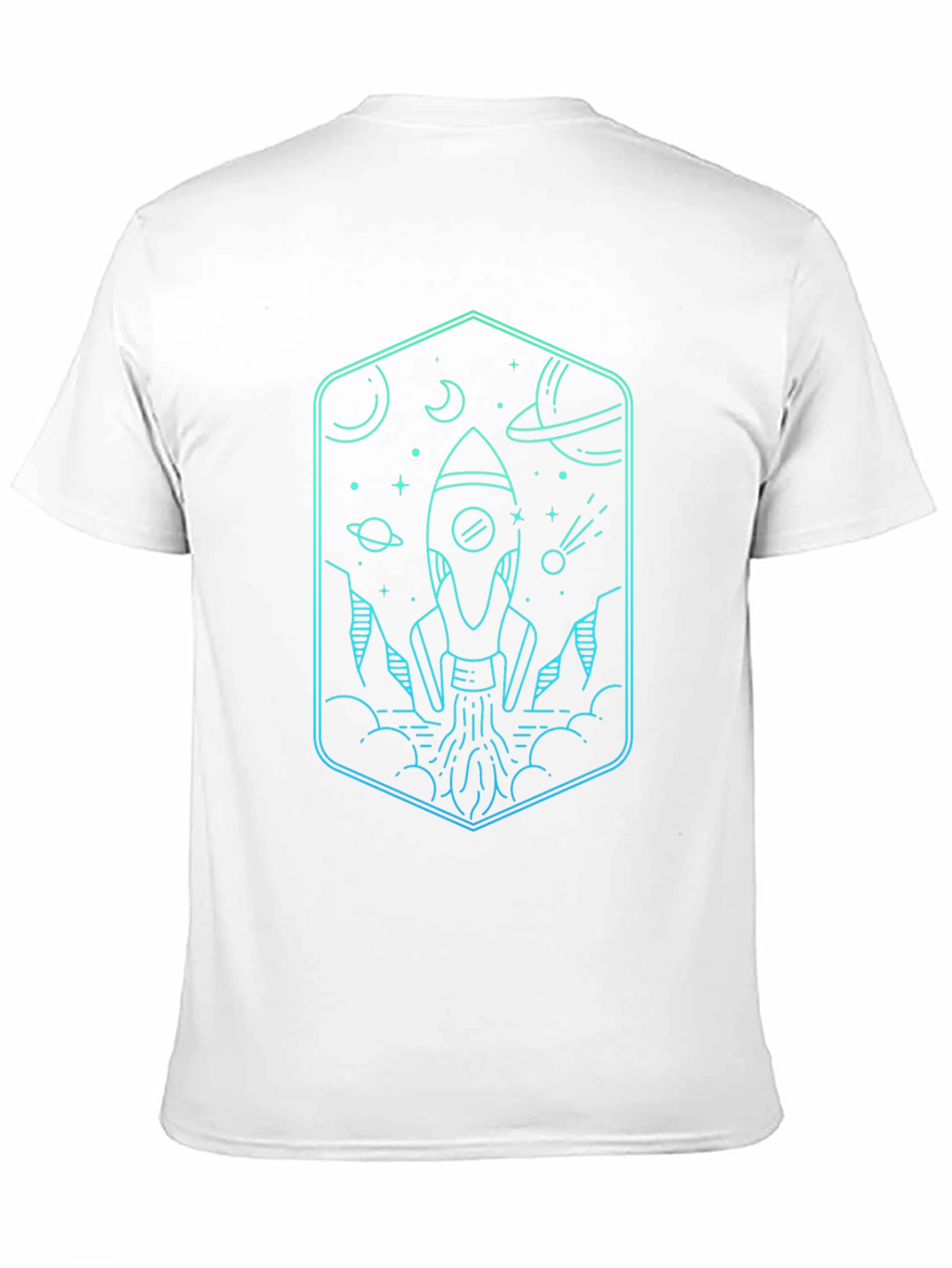 Space Rocket Graphic Tee - Black Cotton Blend
