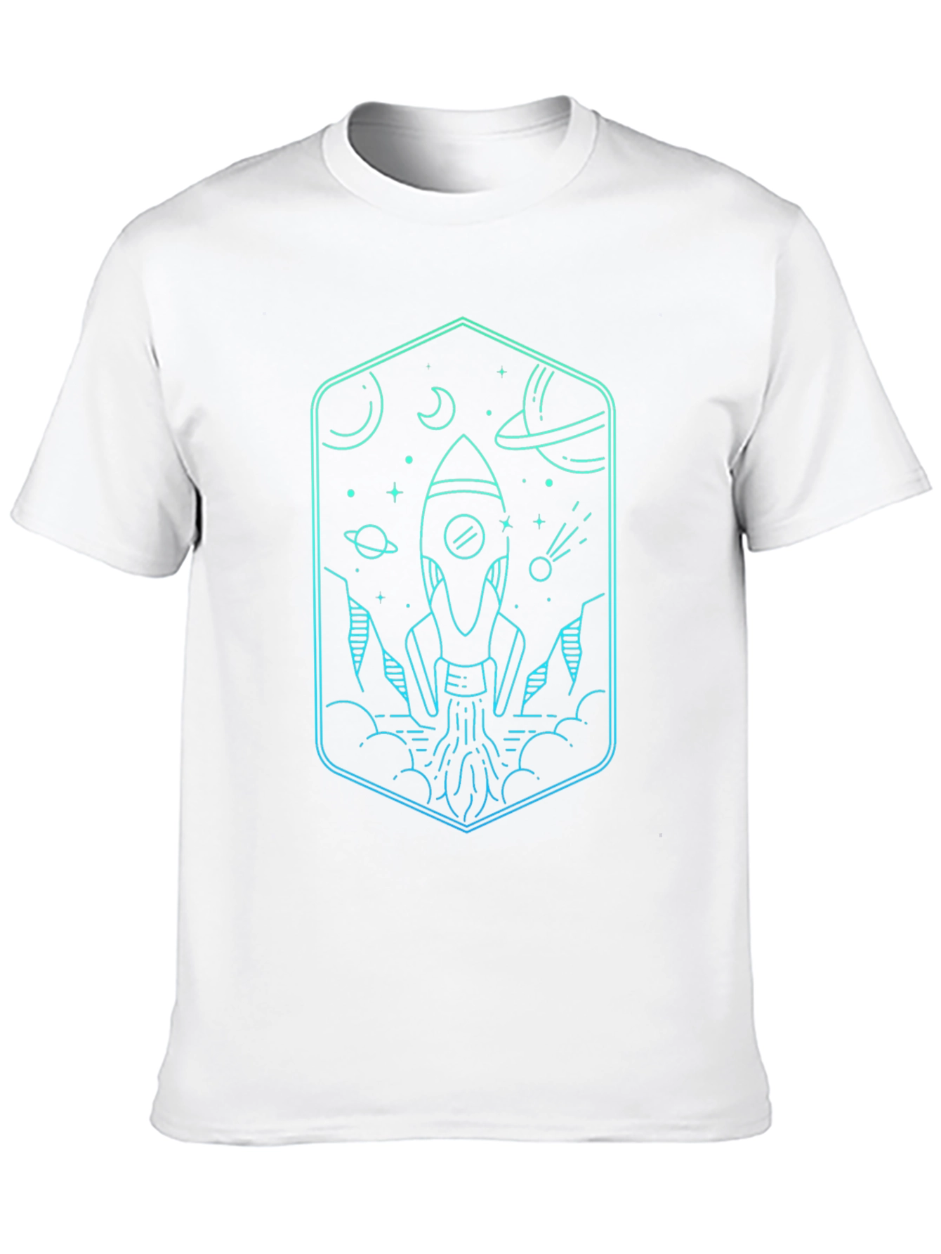 Space Rocket Graphic Tee - Black Cotton Blend