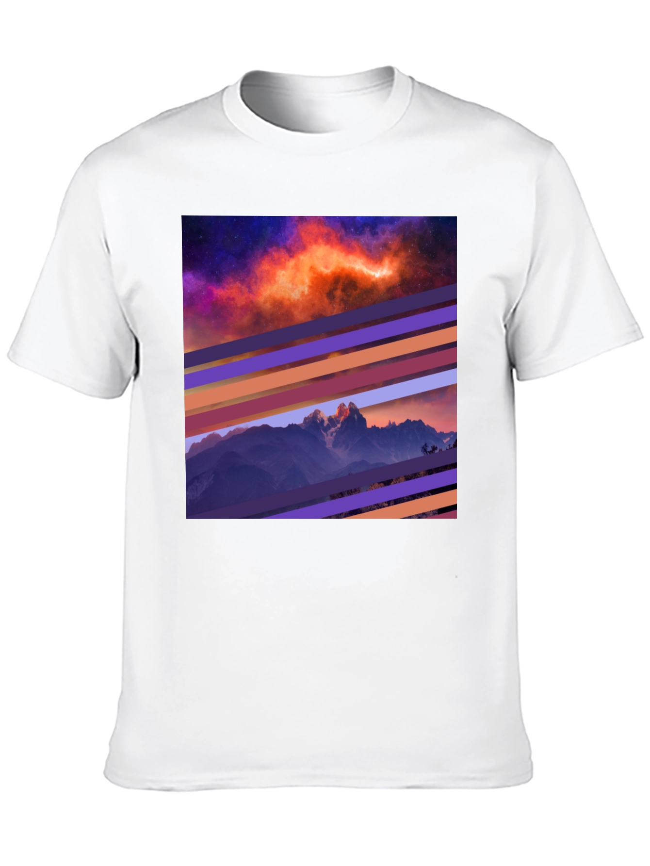 Cosmic Mountain Tee - Abstract Graphic Print T-Shirt