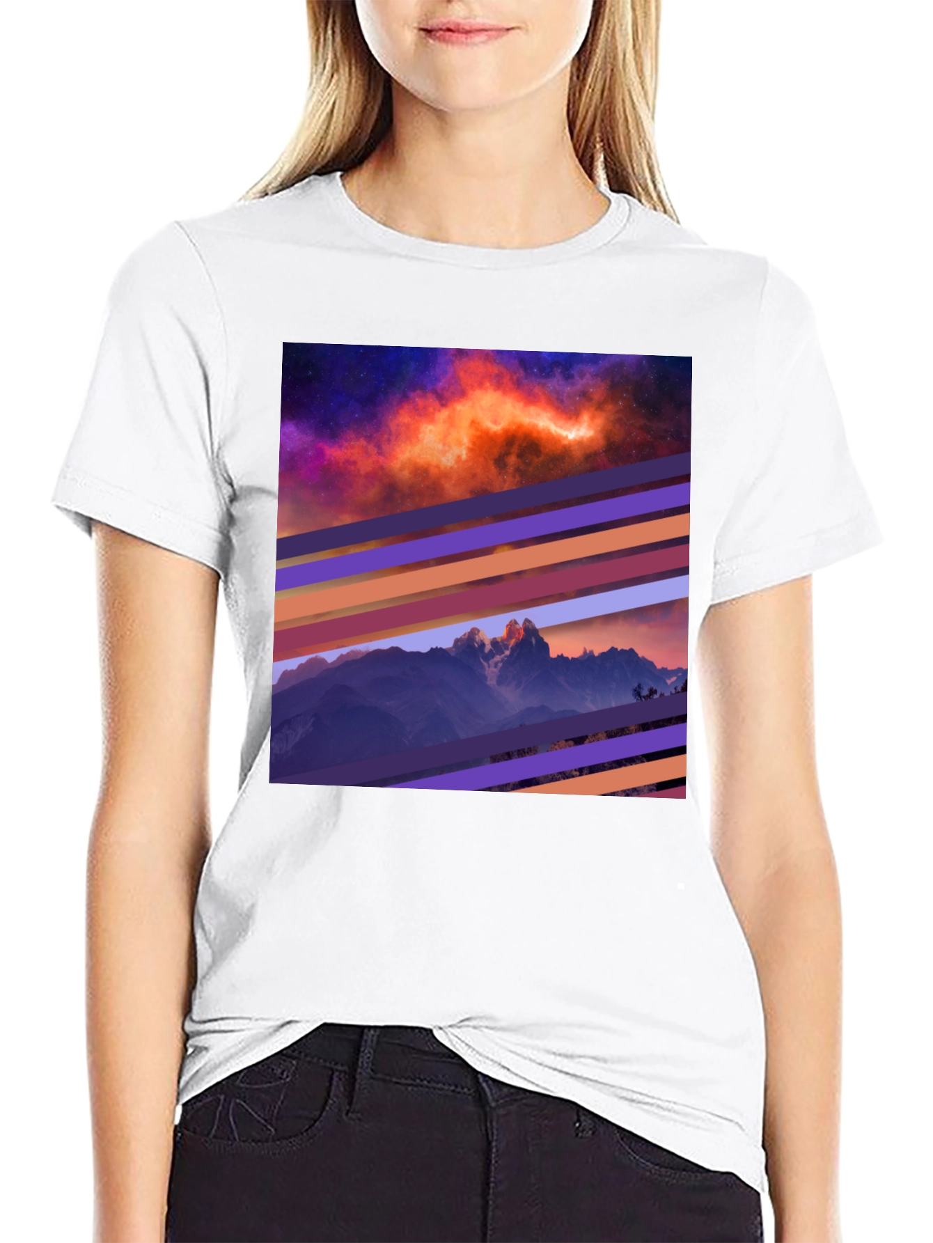 Cosmic Mountain Tee - Abstract Graphic Print T-Shirt