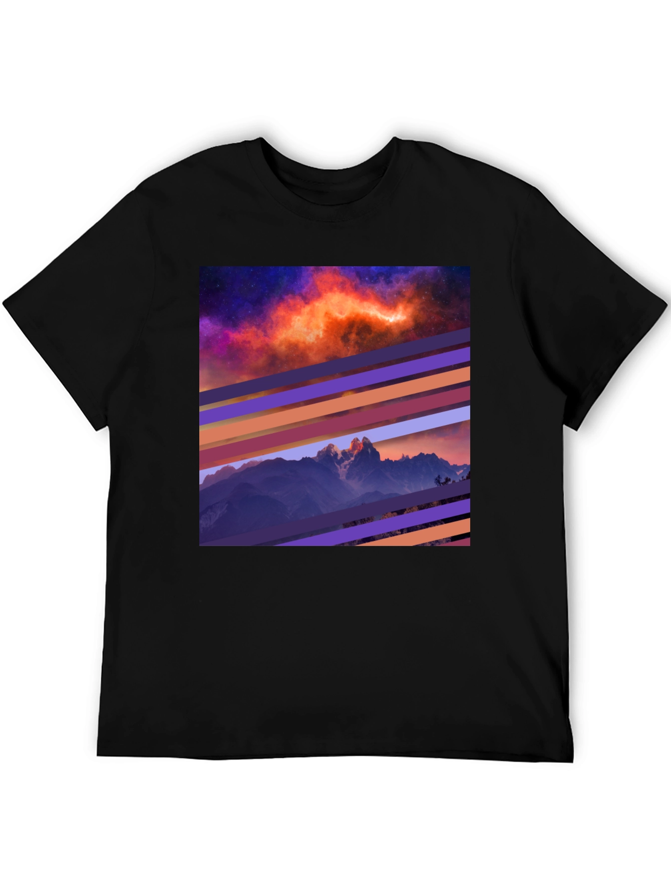 Cosmic Mountain Tee - Abstract Graphic Print T-Shirt