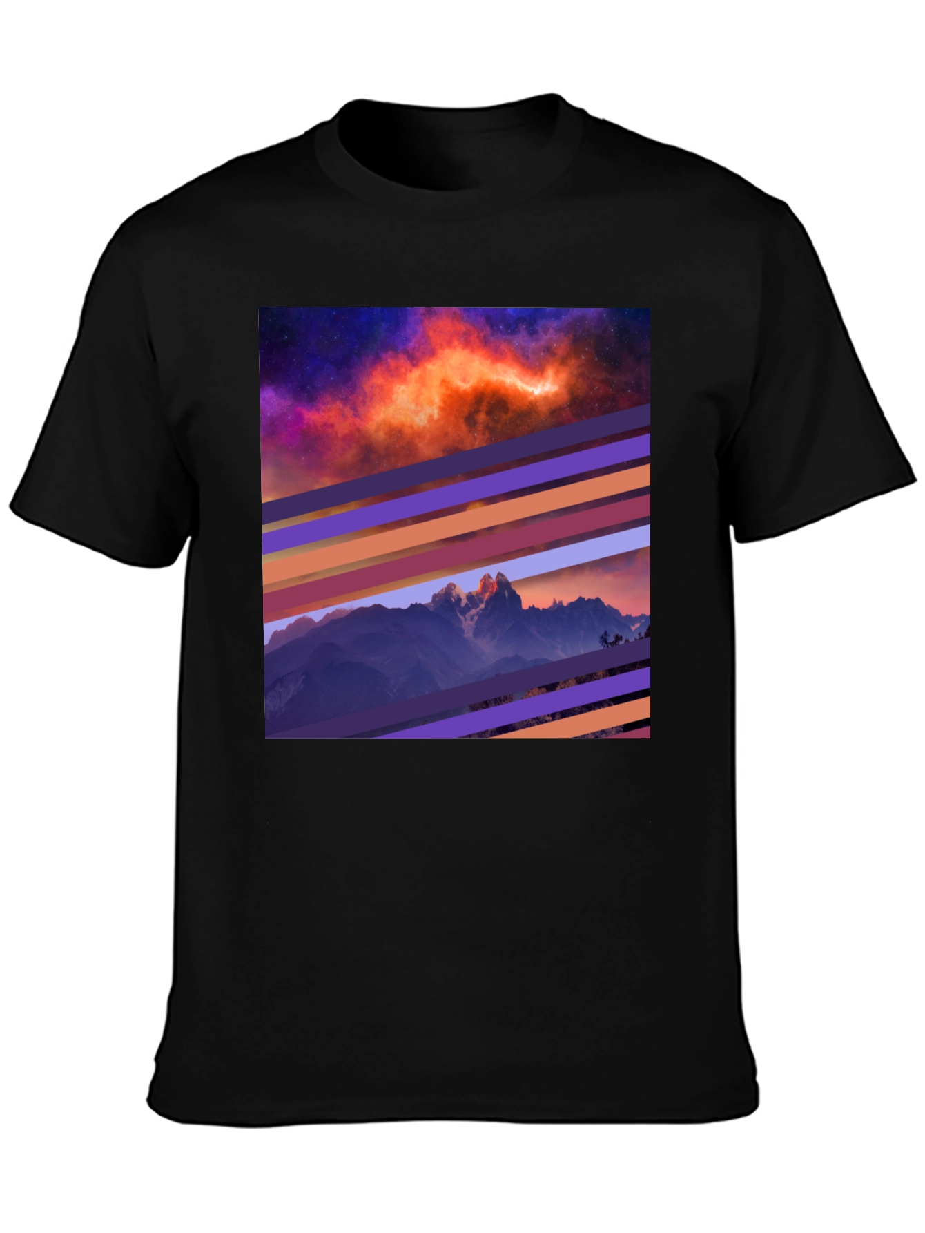 Cosmic Mountain Tee - Abstract Graphic Print T-Shirt