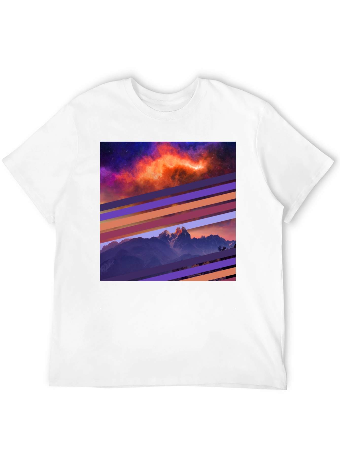 Cosmic Mountain Tee - Abstract Graphic Print T-Shirt