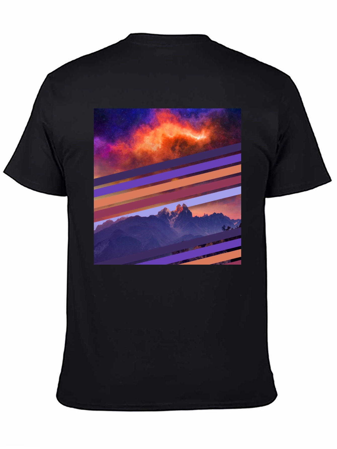 Cosmic Mountain Tee - Abstract Graphic Print T-Shirt
