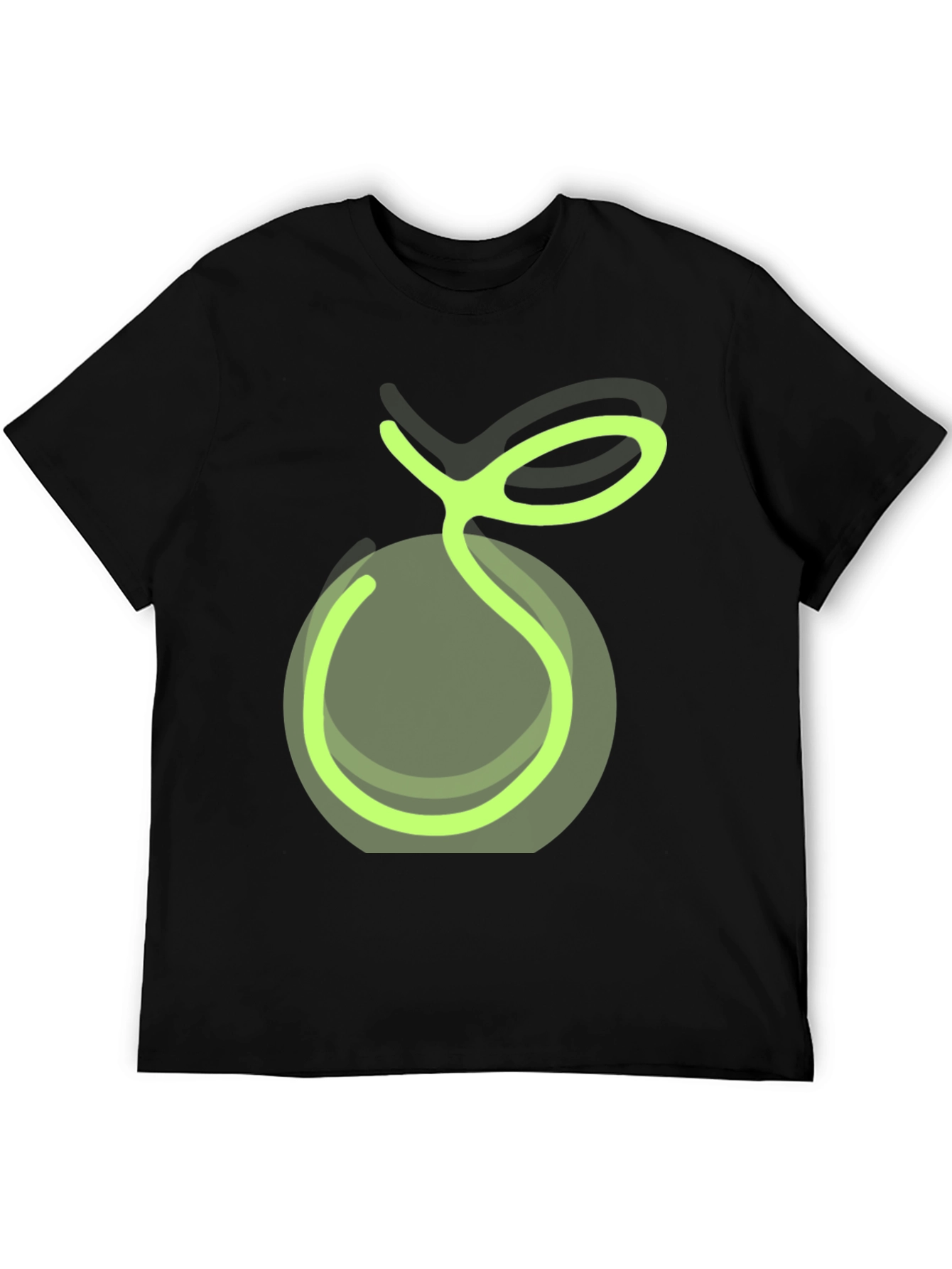 Green Apple Graphic Tee - Casual Black T-Shirt