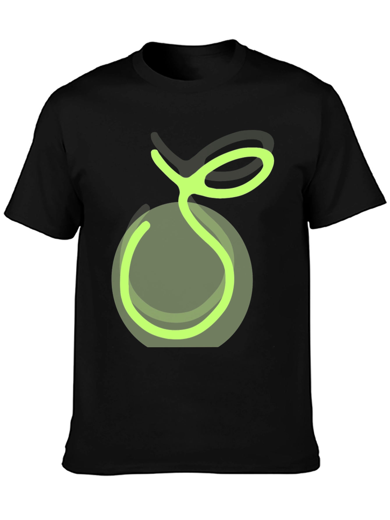 Green Apple Graphic Tee - Casual Black T-Shirt