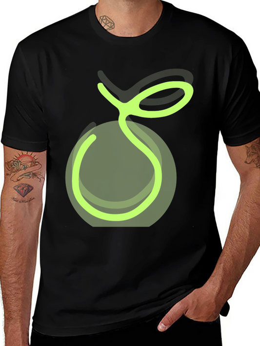 Green Apple Graphic Tee - Casual Black T-Shirt
