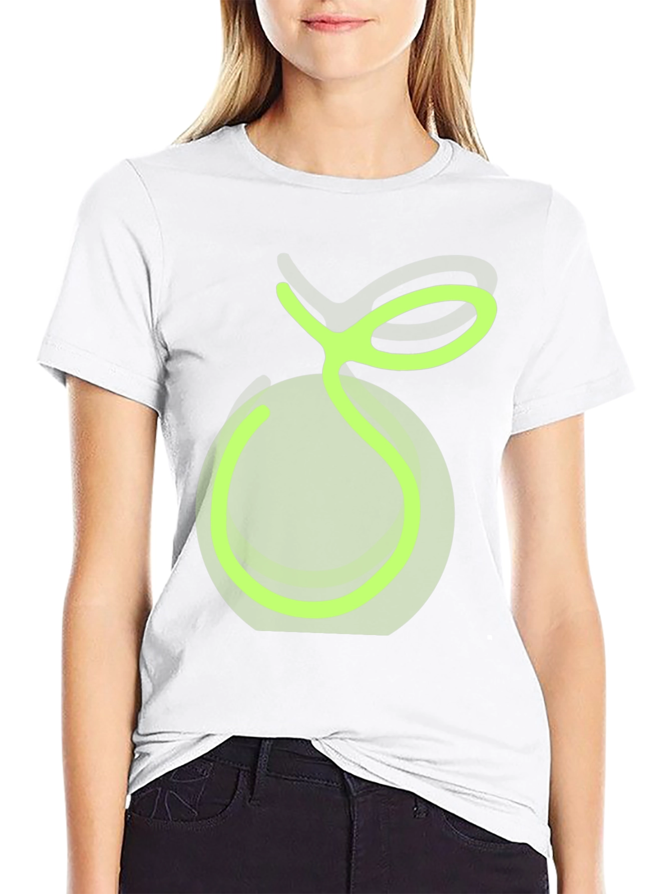 Green Apple Graphic Tee - Casual Black T-Shirt