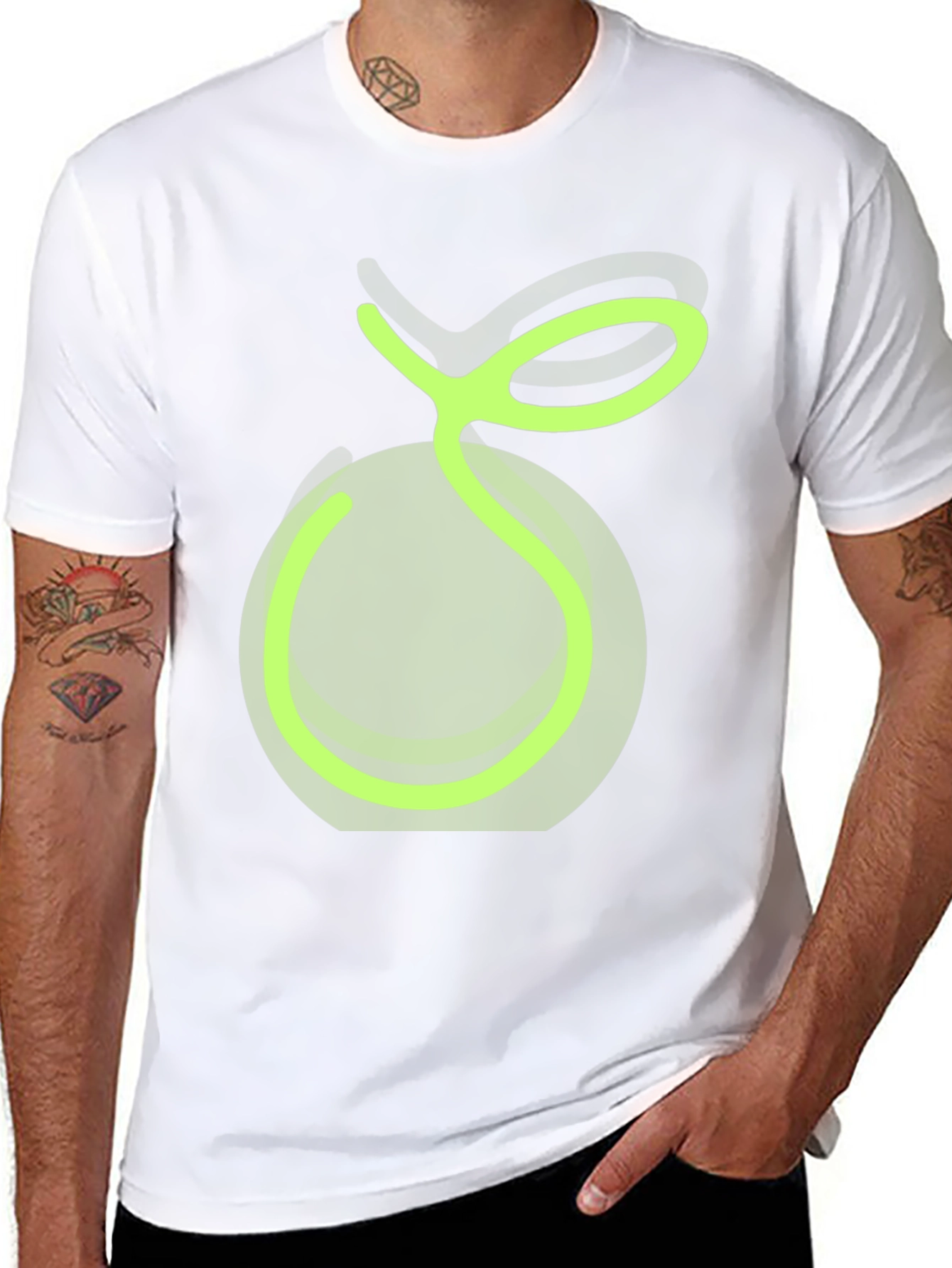 Green Apple Graphic Tee - Casual Black T-Shirt
