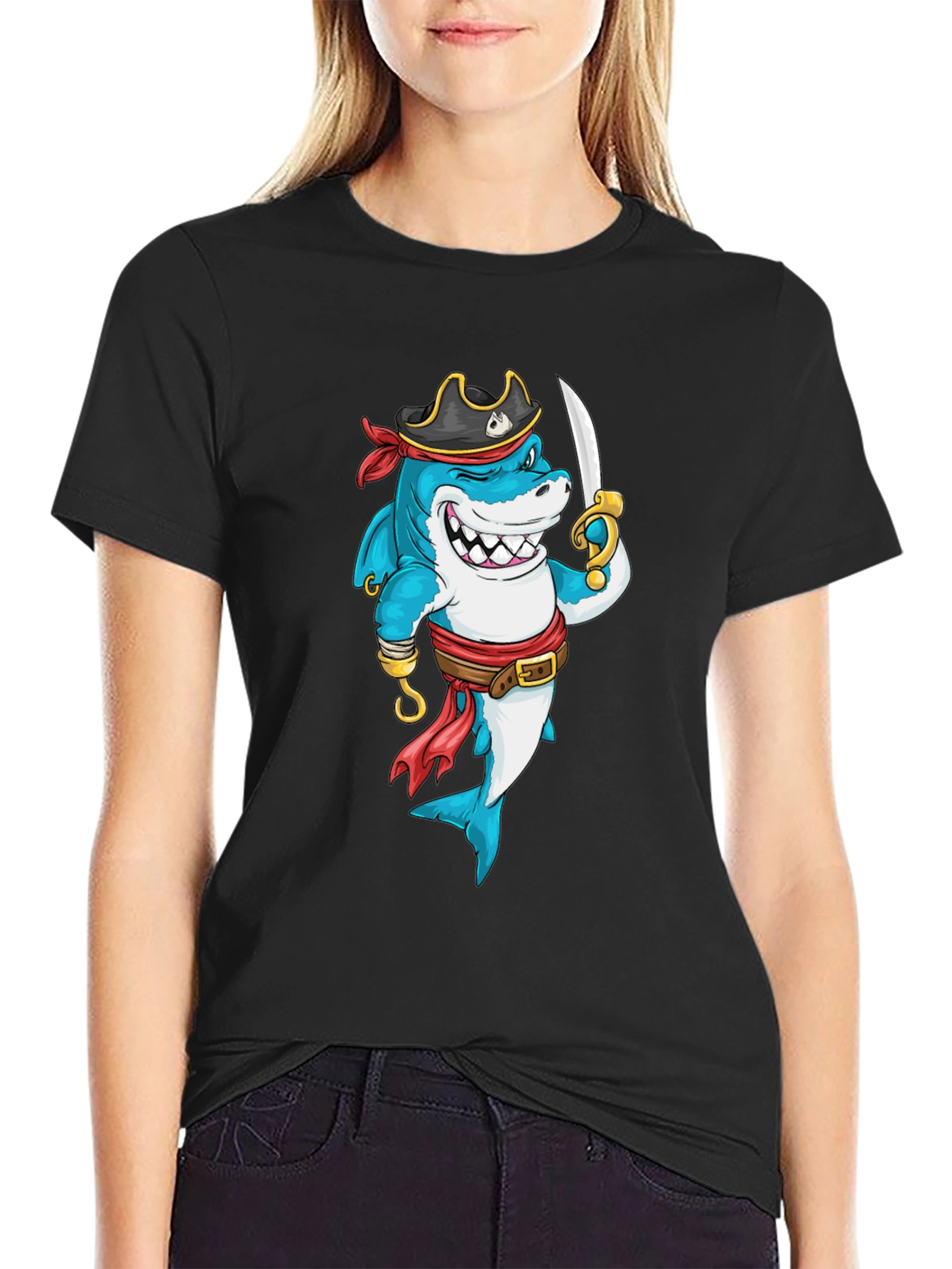 Pirate Shark Graphic T-Shirt - Fun Novelty Tee