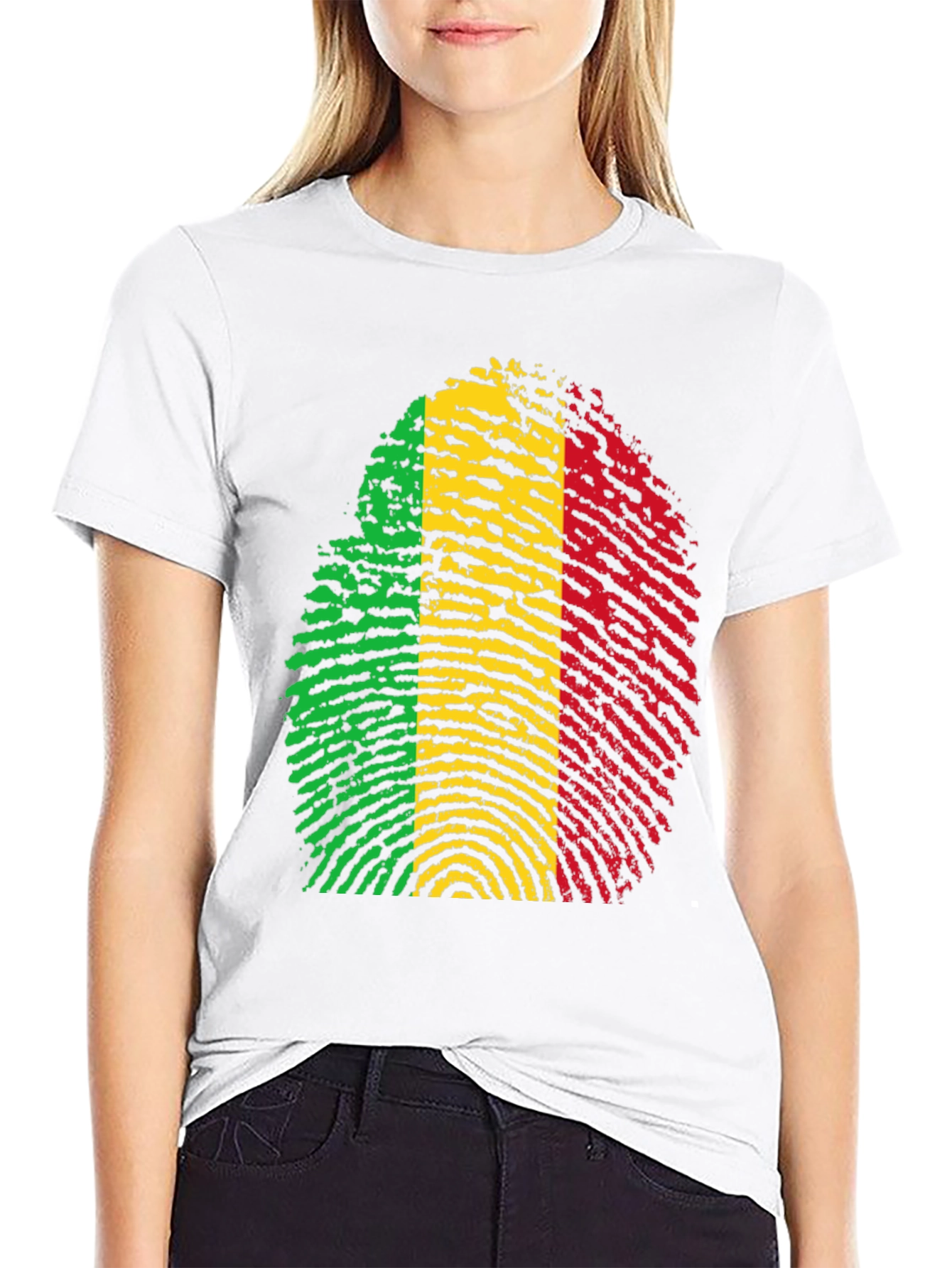 Rasta Fingerprint Graphic T-Shirt - Black