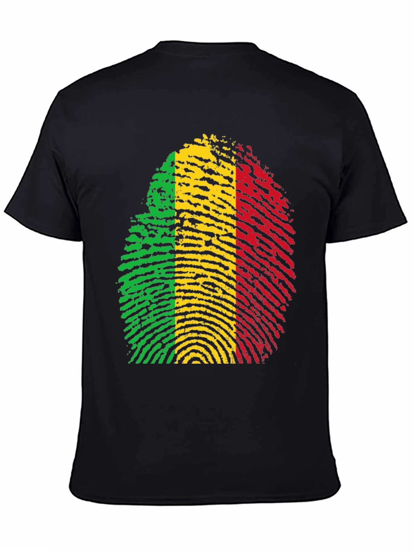 Rasta Fingerprint Graphic T-Shirt - Black