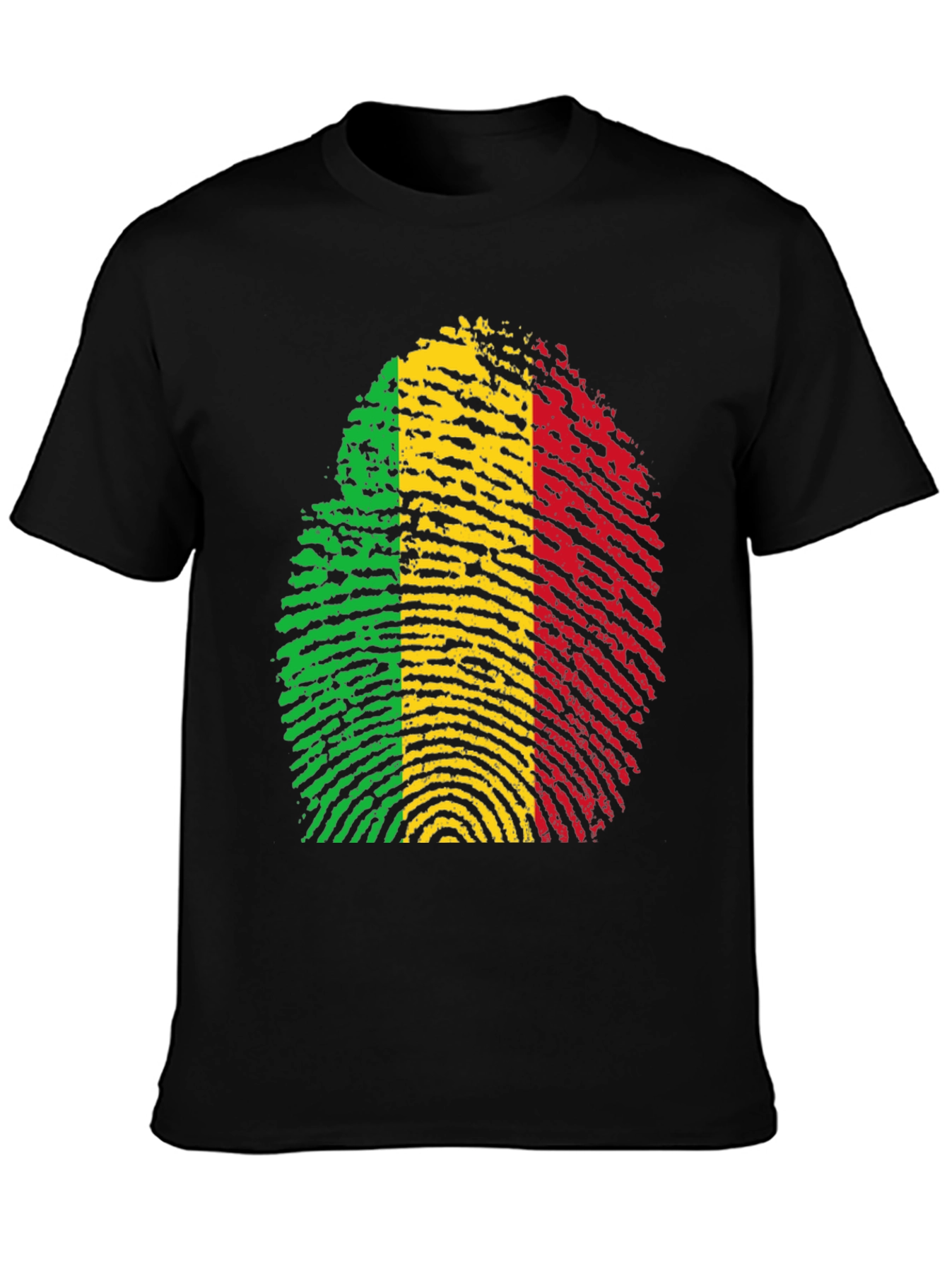 Rasta Fingerprint Graphic T-Shirt - Black