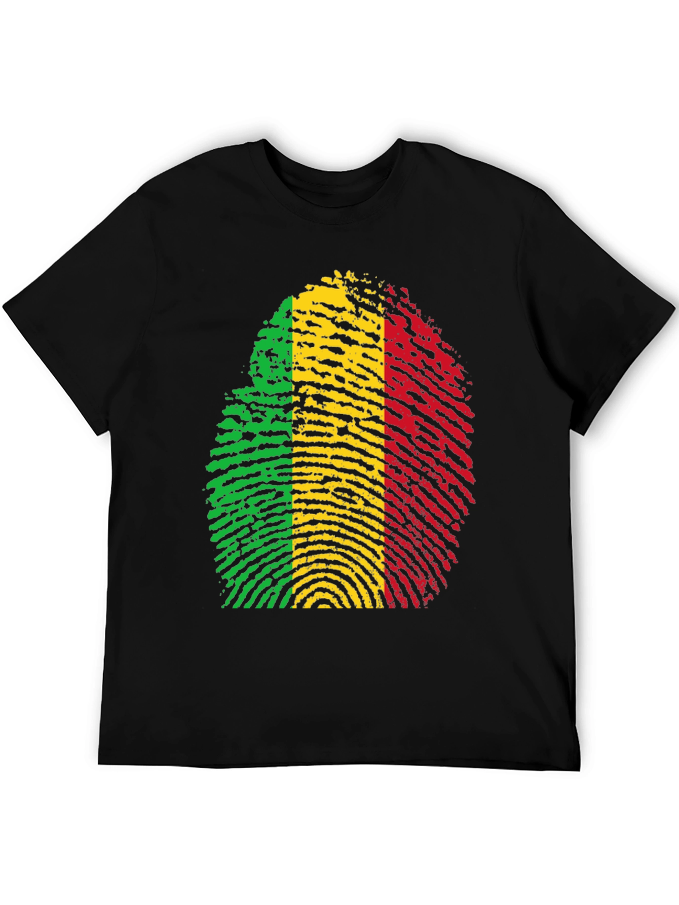 Rasta Fingerprint Graphic T-Shirt - Black