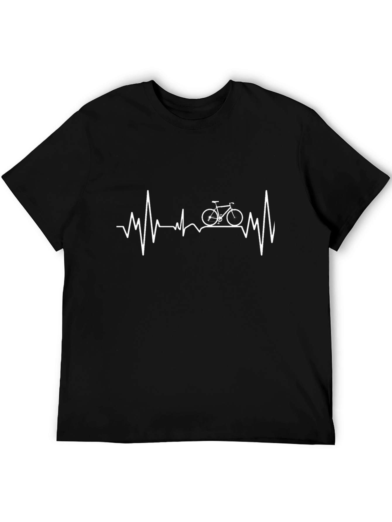 Heartbeat Bicycle Graphic Tee - Black Cotton Shirt