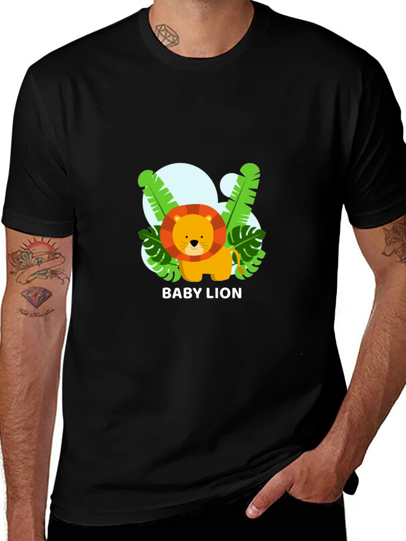 Cute Baby Lion Black T-Shirt
