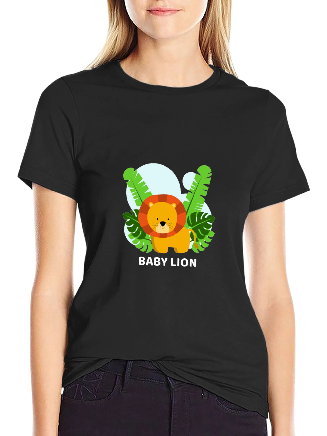 Cute Baby Lion Black T-Shirt