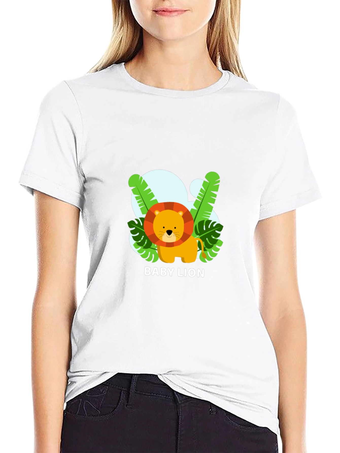 Cute Baby Lion Black T-Shirt