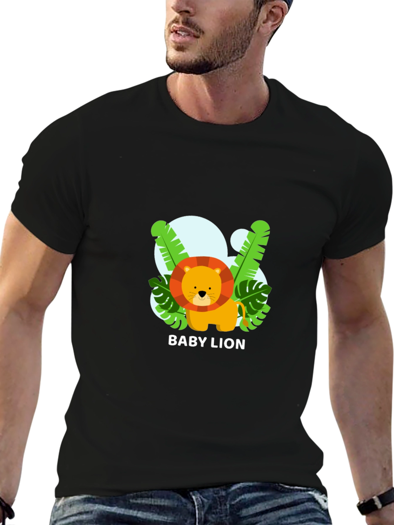 Cute Baby Lion Black T-Shirt