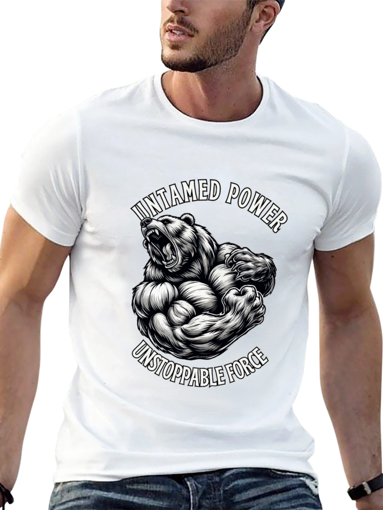 Untamed Power Bear Graphic Tee - Black