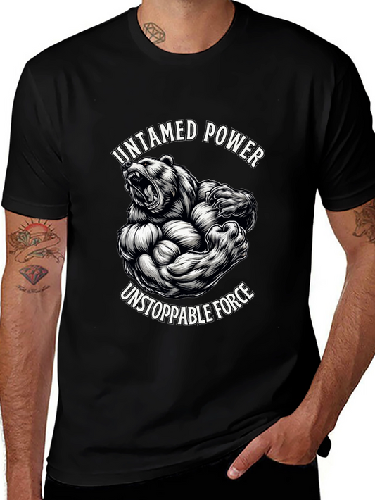 Untamed Power Bear Graphic Tee - Black