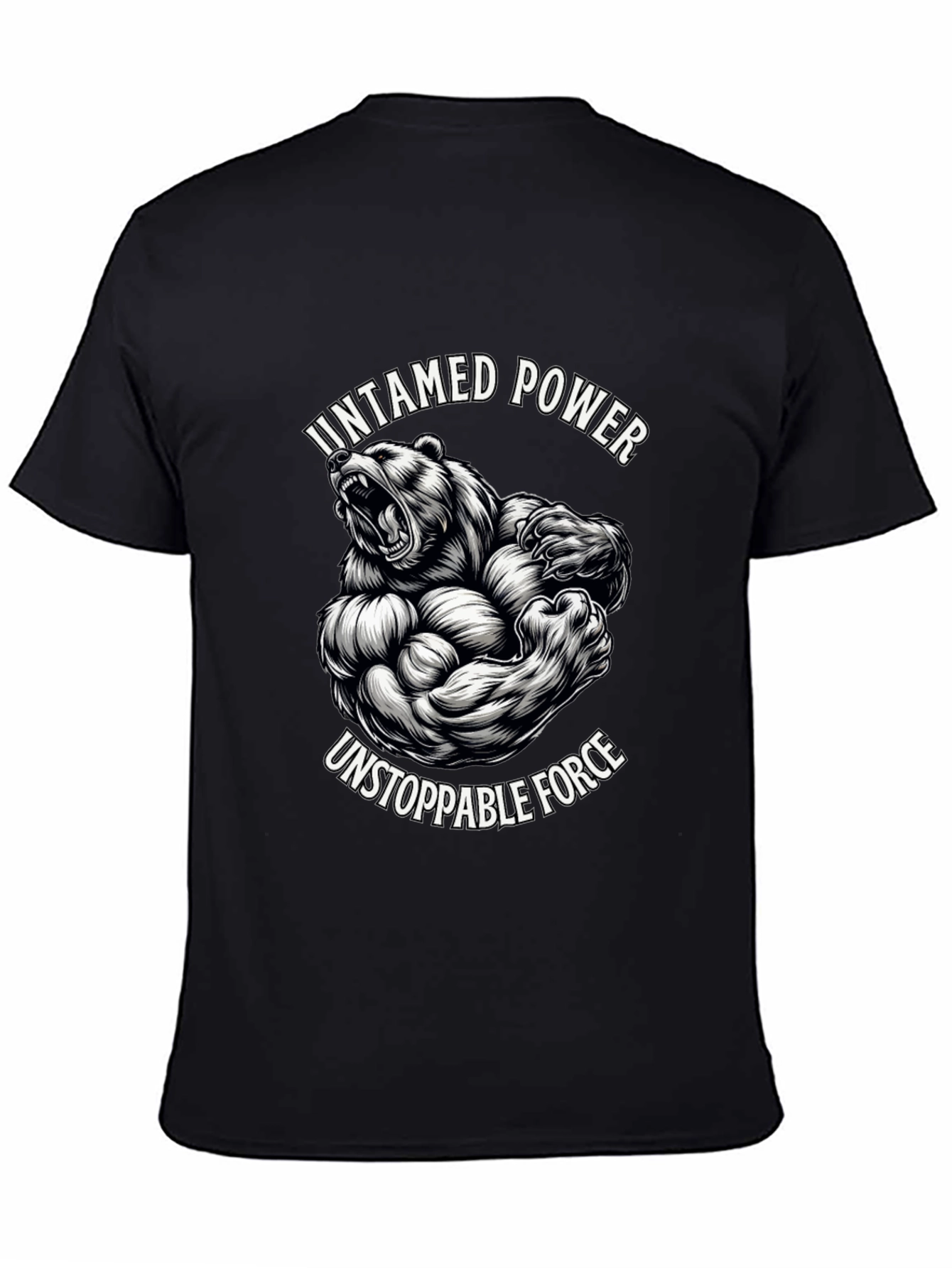 Untamed Power Bear Graphic Tee - Black