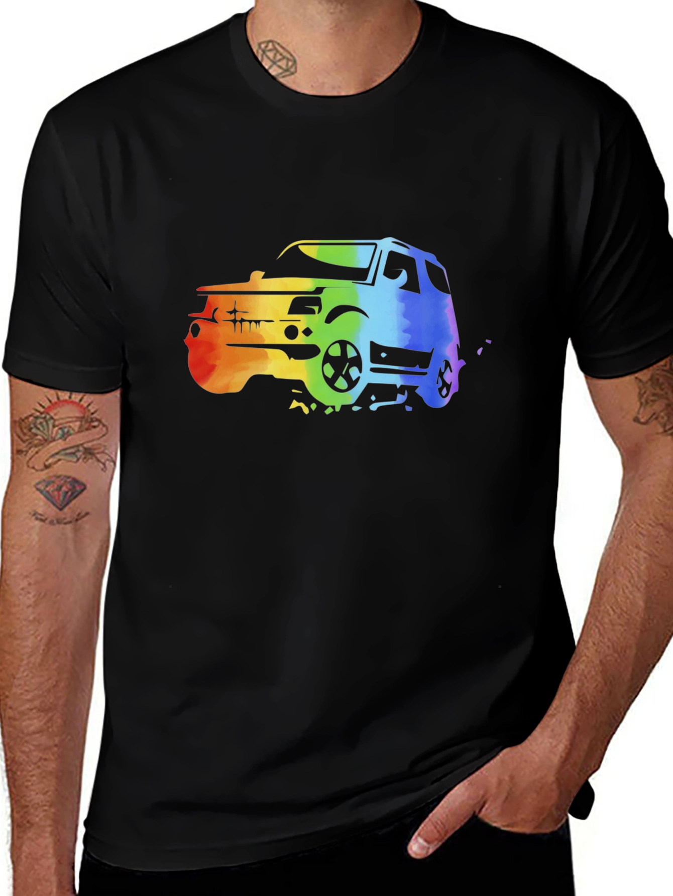 Rainbow Car Graphic T-Shirt