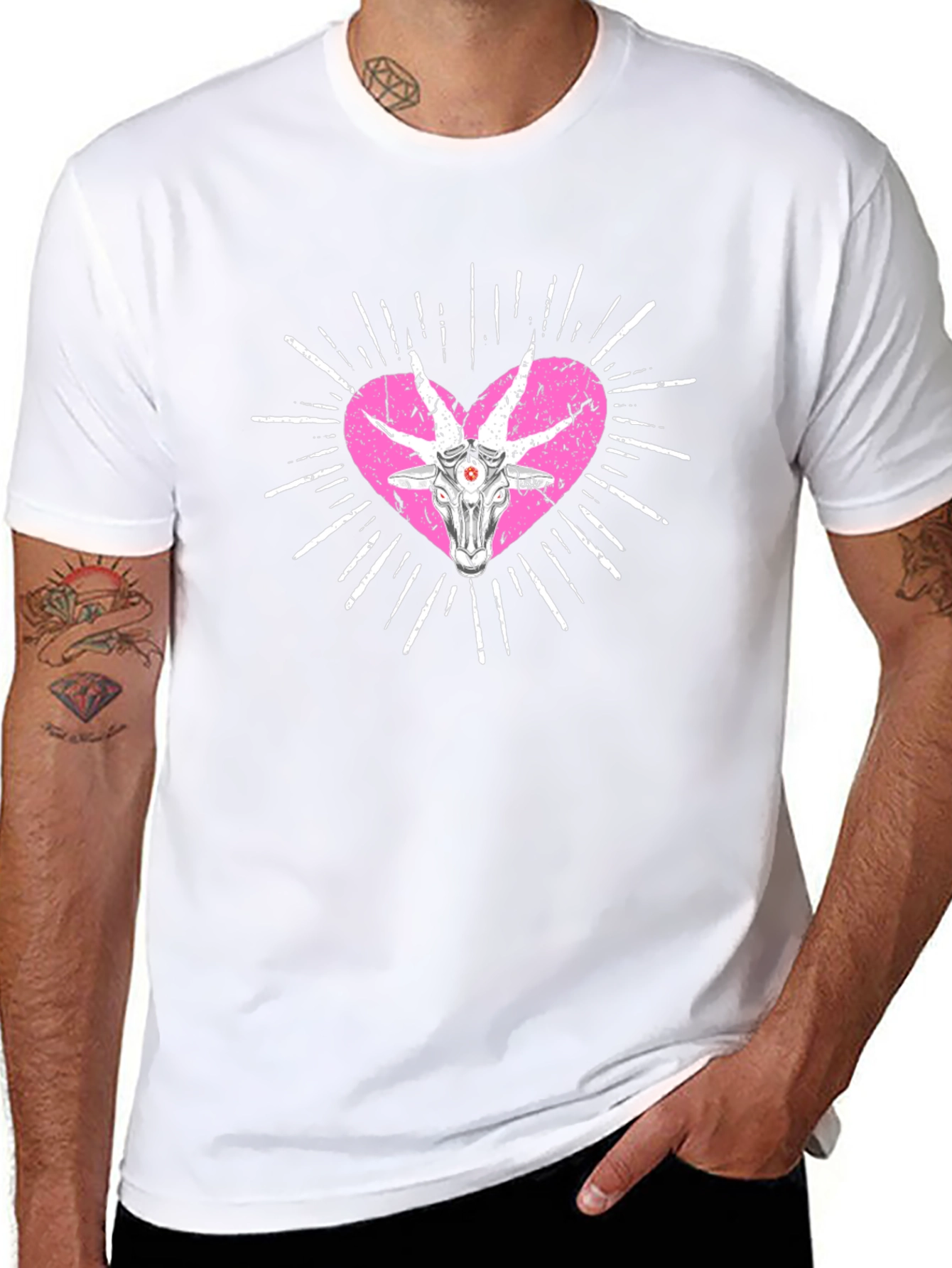 Baphomet Heart Graphic T-Shirt - Black