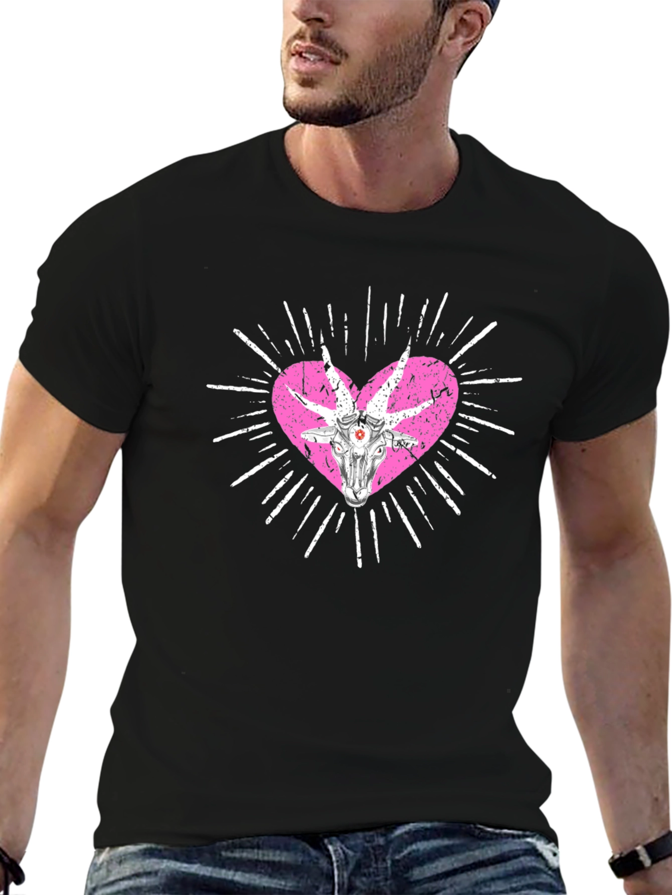 Baphomet Heart Graphic T-Shirt - Black