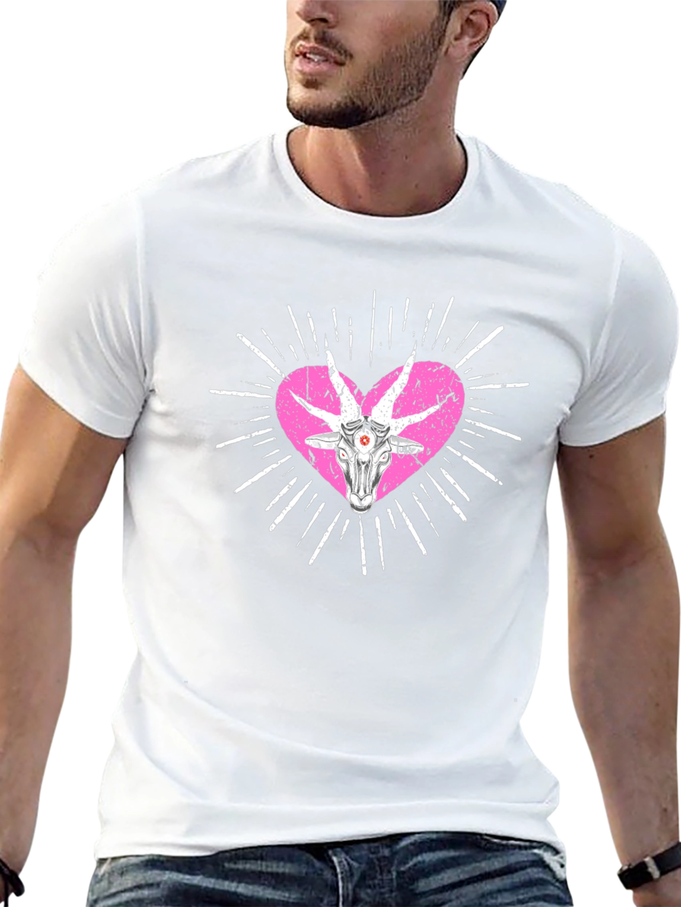 Baphomet Heart Graphic T-Shirt - Black