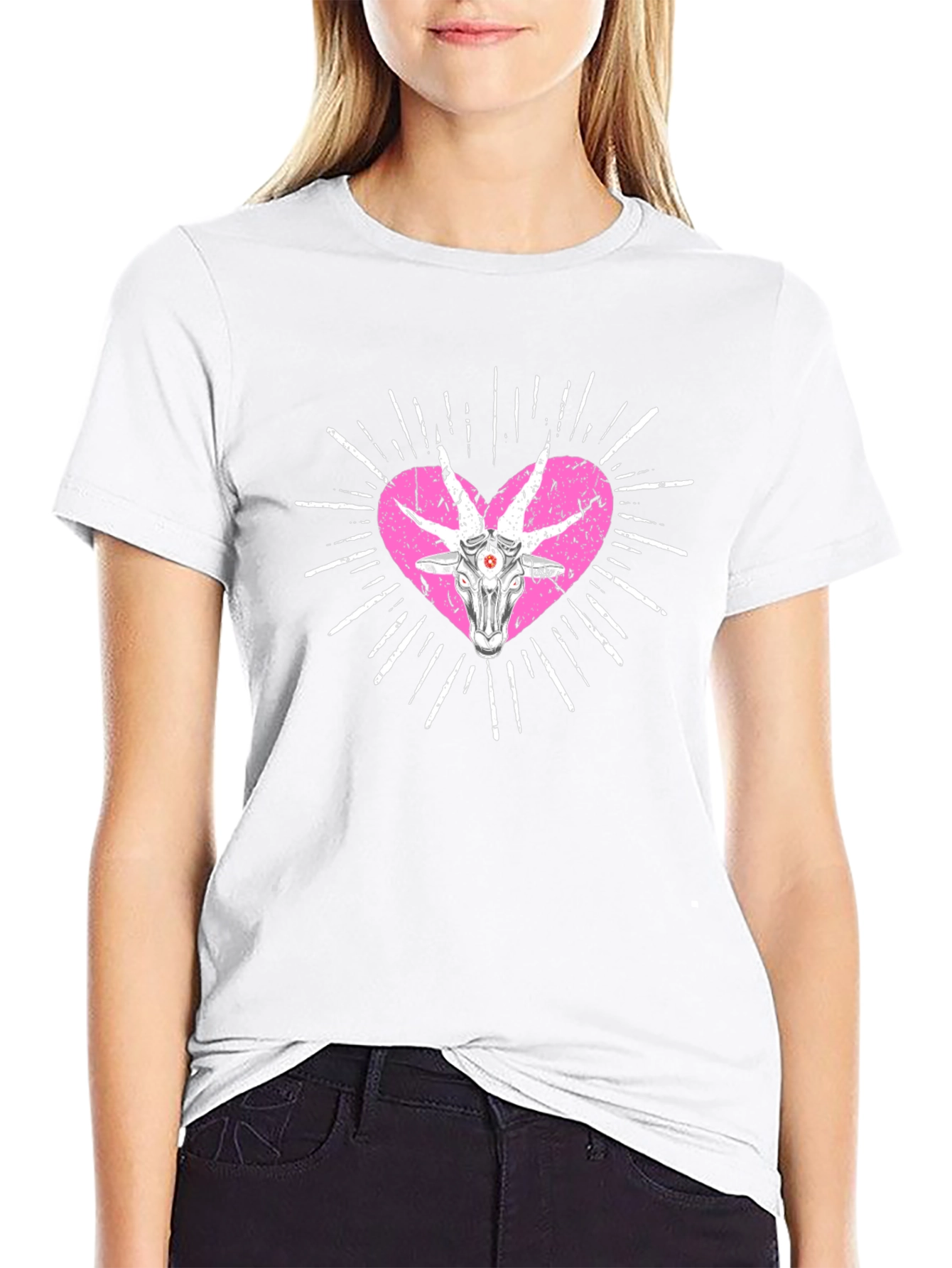 Baphomet Heart Graphic T-Shirt - Black