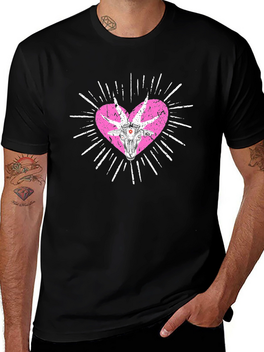 Baphomet Heart Graphic T-Shirt - Black