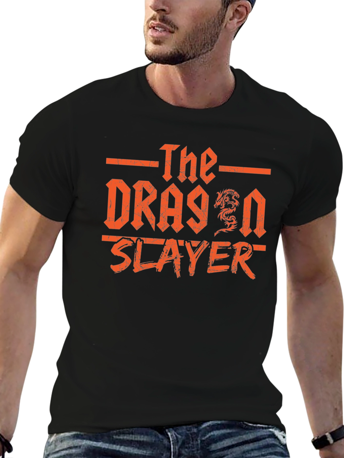 Dragon Slayer Graphic Tee - Black Cotton T-Shirt