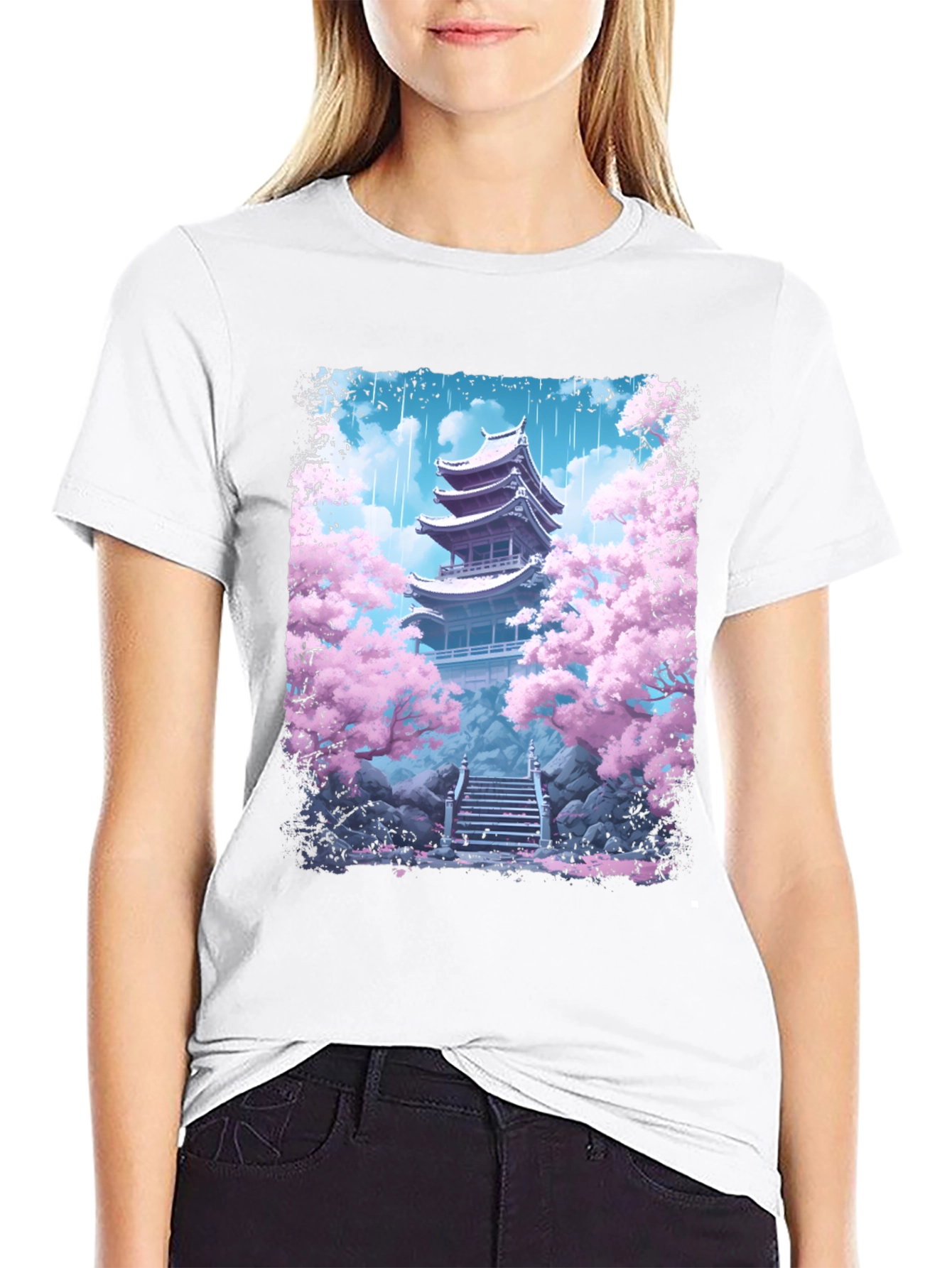 Sakura Pagoda T-Shirt - Japanese Inspired Design