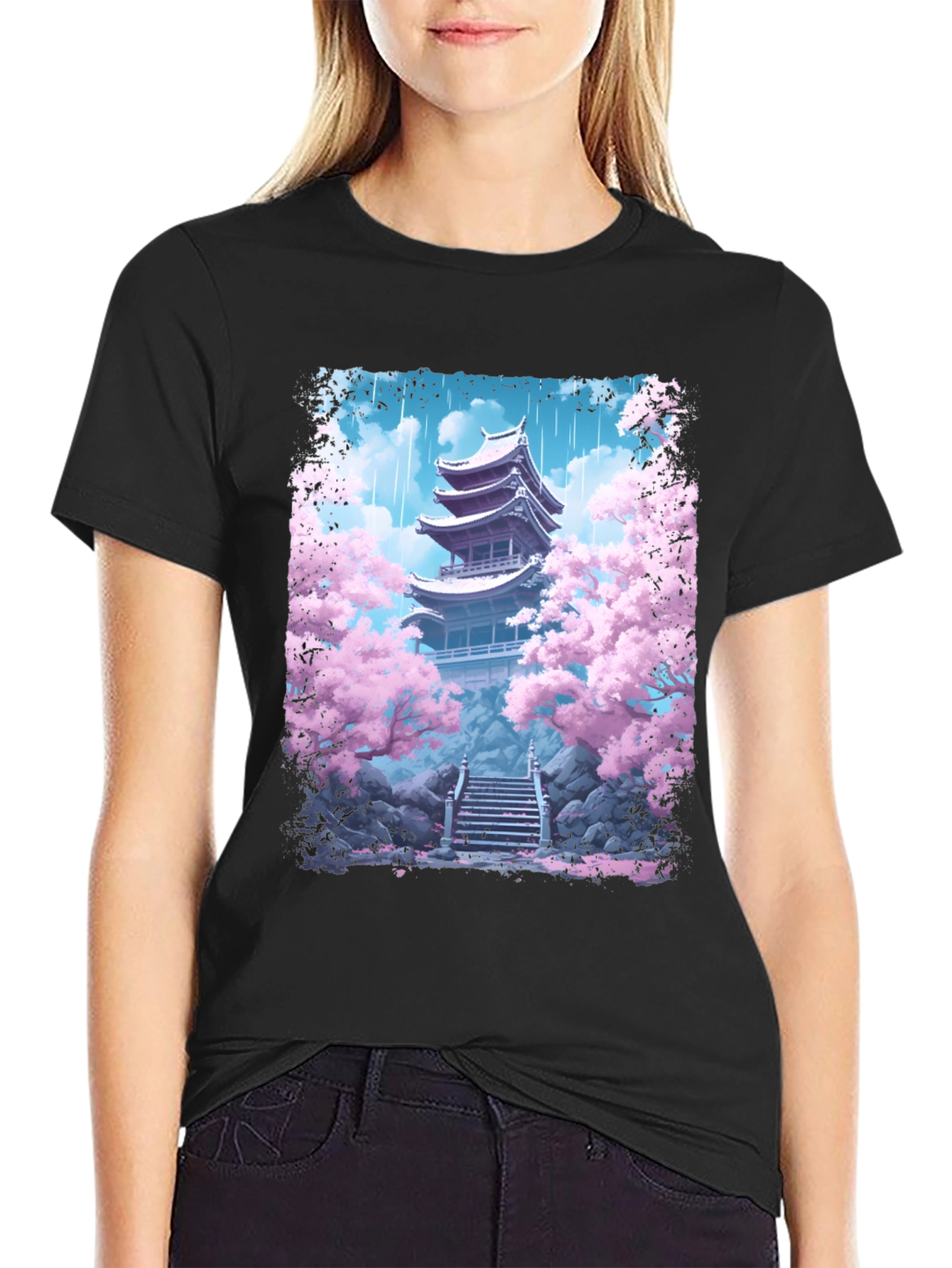Sakura Pagoda T-Shirt - Japanese Inspired Design
