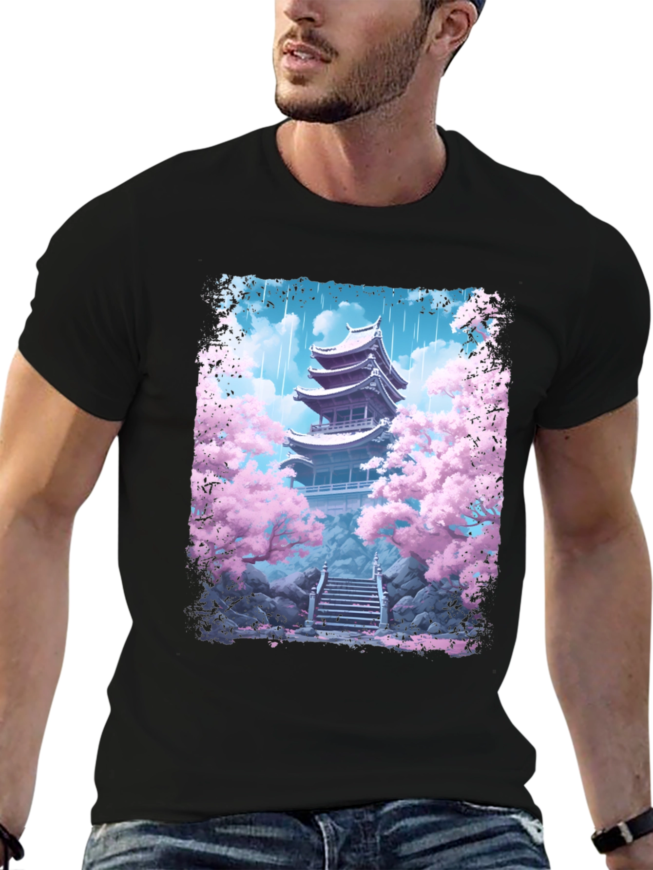 Sakura Pagoda T-Shirt - Japanese Inspired Design