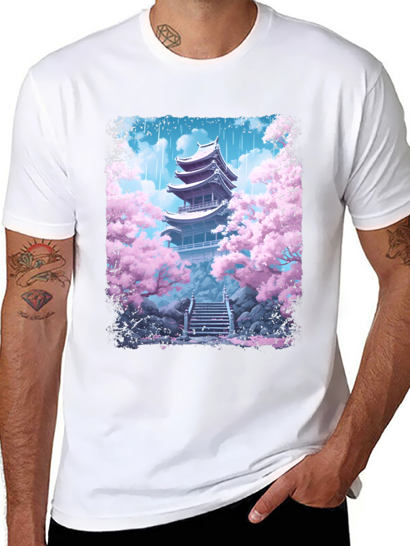 Sakura Pagoda T-Shirt - Japanese Inspired Design
