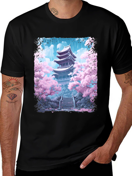 Sakura Pagoda T-Shirt - Japanese Inspired Design